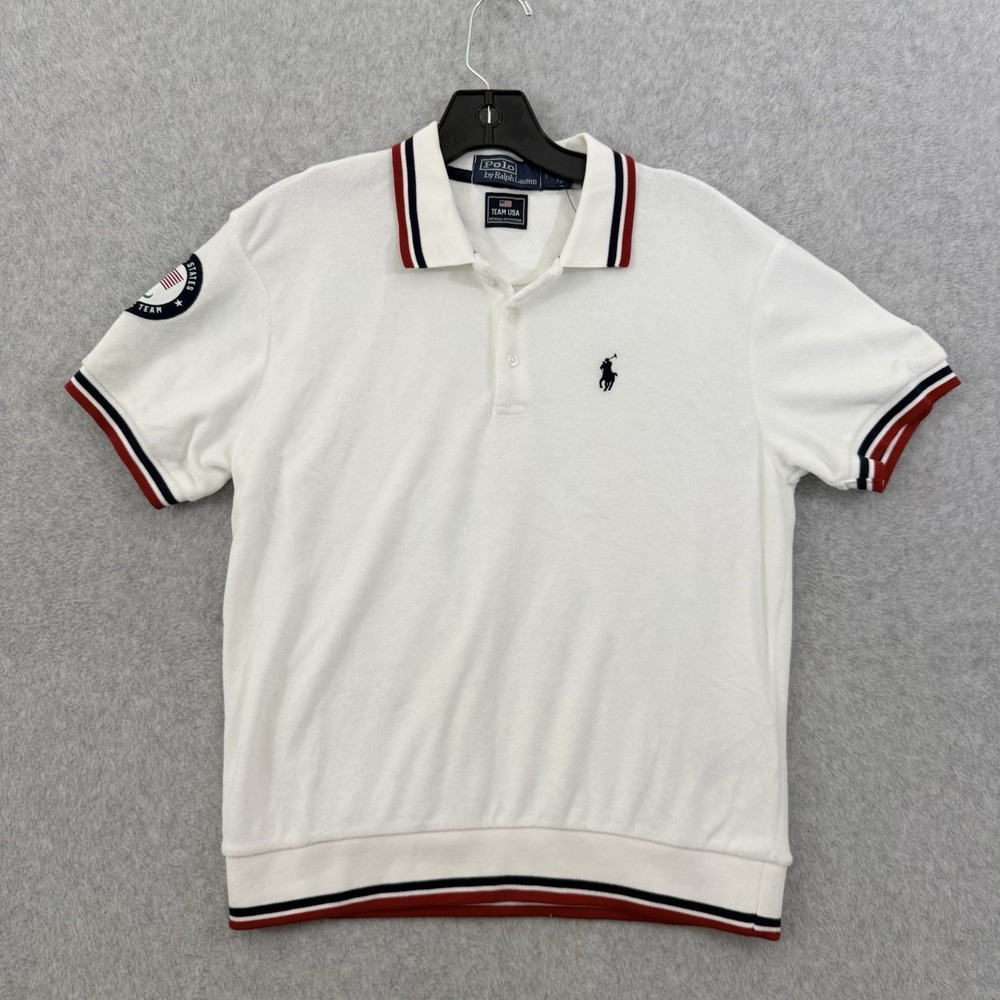 Polo Ralph Lauren Polo Shirt Womens Small White Team USA Terry Cloth Paralympics